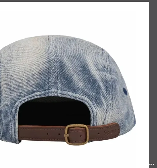 Washed Blue Pattern Button Hat Washed Chino Baseball Serpentine Cowboy Leather 24SS 0605